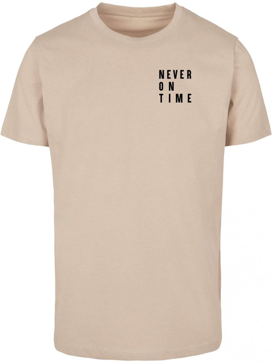 Merchcode Tričko 'Never On Time'  piesková / čierna
