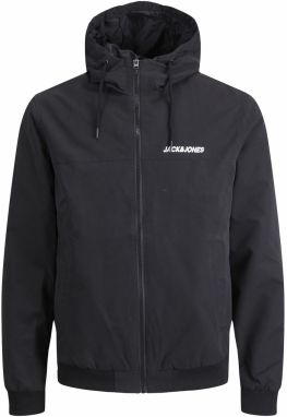 Jack & Jones Plus Prechodná bunda 'JJERUSH'  čierna / biela