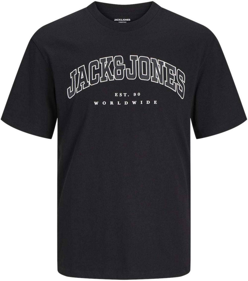 JACK & JONES Tričko 'JJCaleb'  čierna / biela