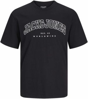 JACK & JONES Tričko 'JJCaleb'  čierna / biela