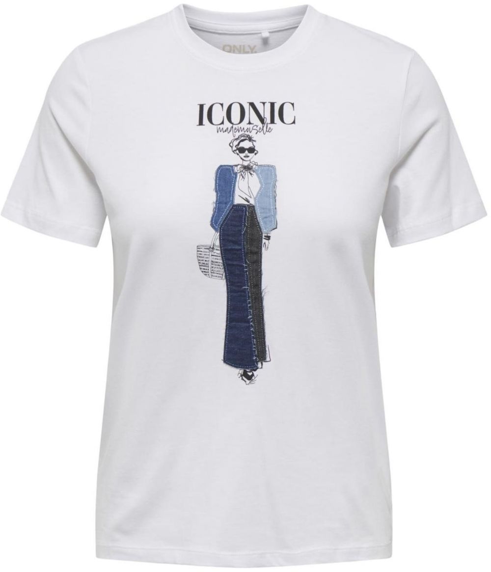 ONLY Tričko 'ONLEmma'  modrá denim / svetlomodrá / čierna / biela