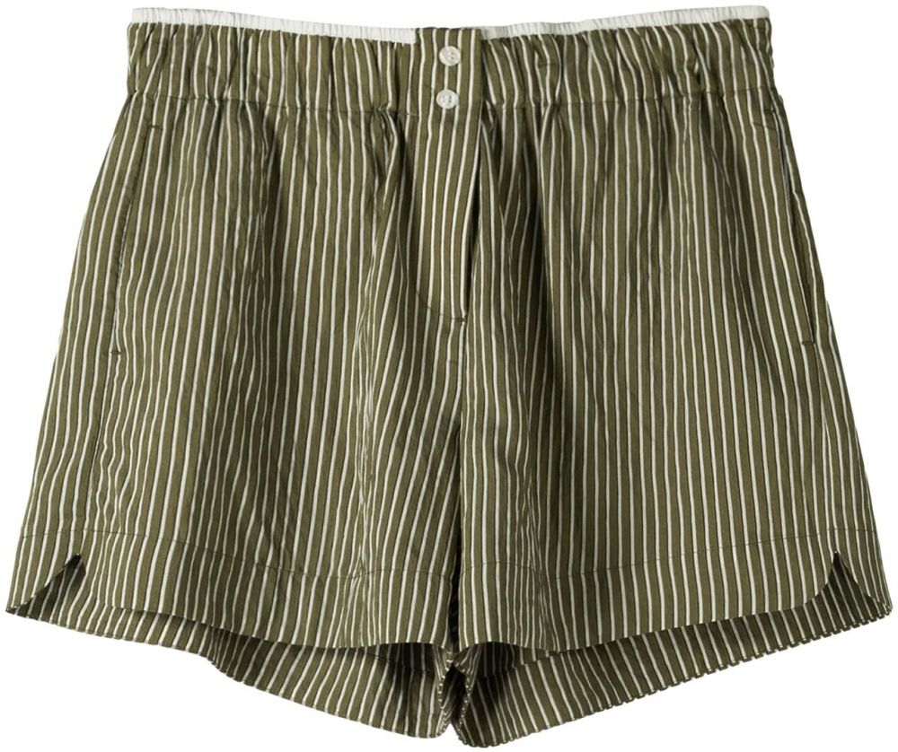 Bershka Nohavice  olivová / čierna / biela