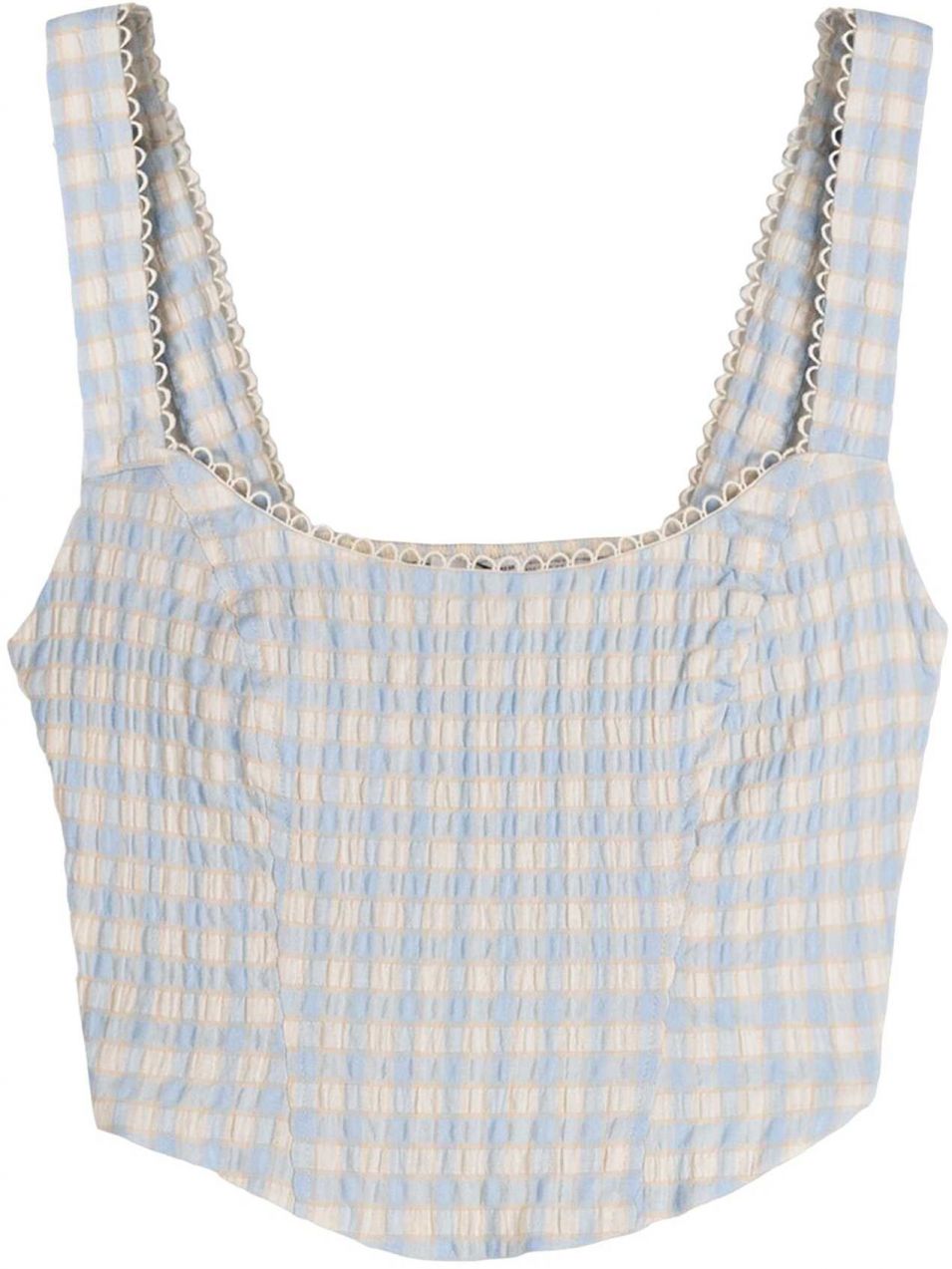 Bershka Top  svetlomodrá / tmavožltá / šedobiela