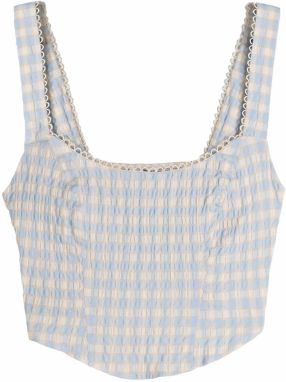 Bershka Top  svetlomodrá / tmavožltá / šedobiela