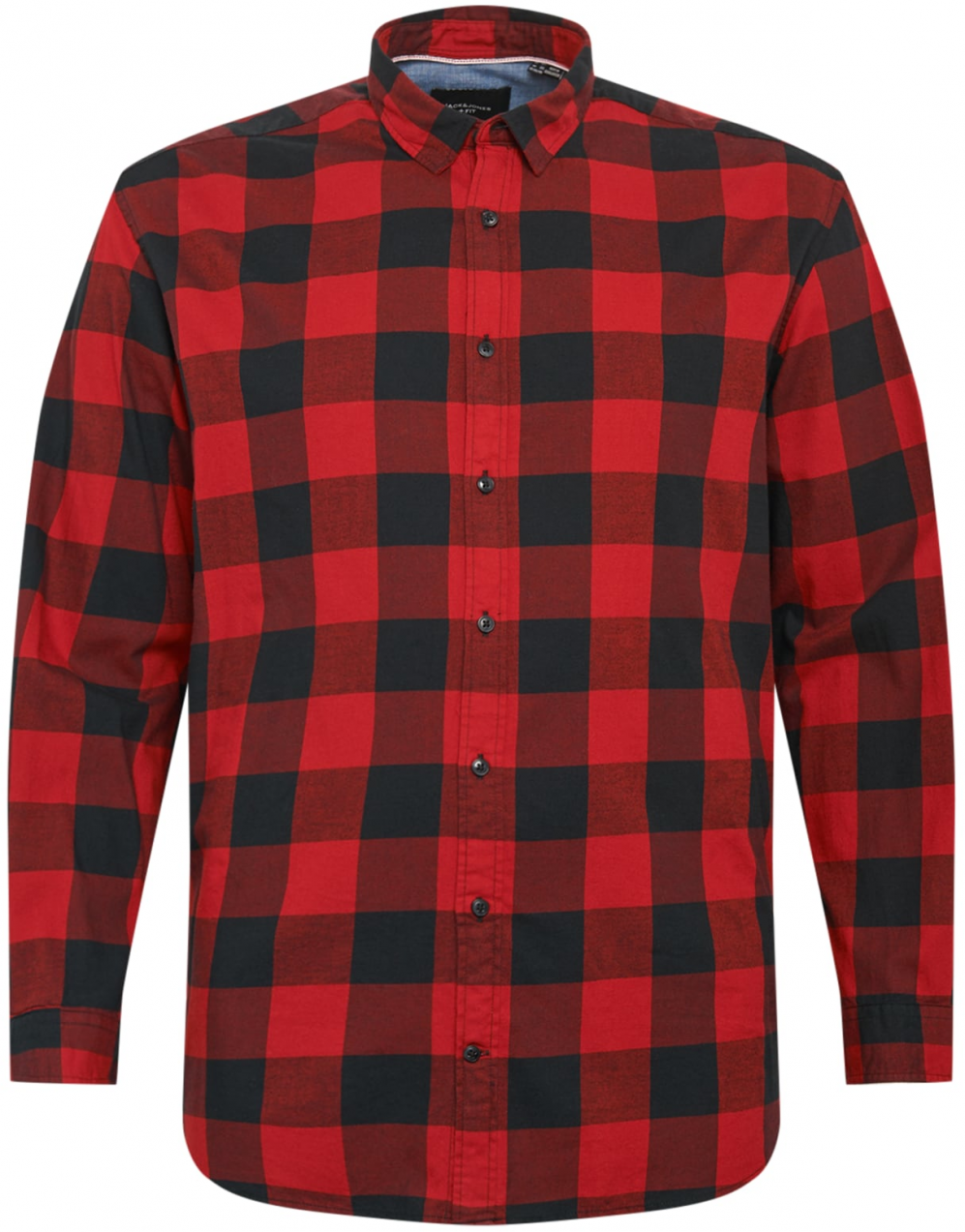 Jack & Jones Plus Košeľa 'JJEGINGHAM' '  červená / čierna