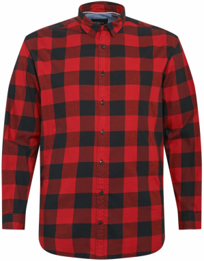 Jack & Jones Plus Košeľa 'JJEGINGHAM' '  červená / čierna