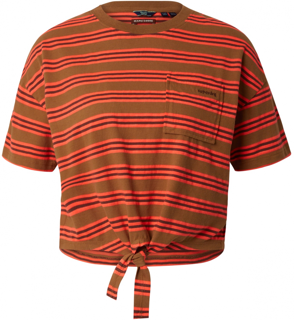 Superdry Tričko  hnedá / oranžová / čierna