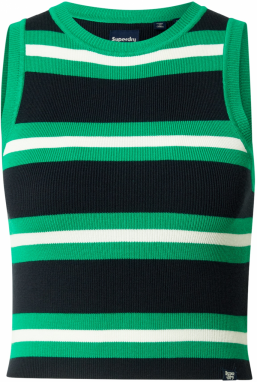 Superdry Vyšívaný top  zelená / čierna / biela