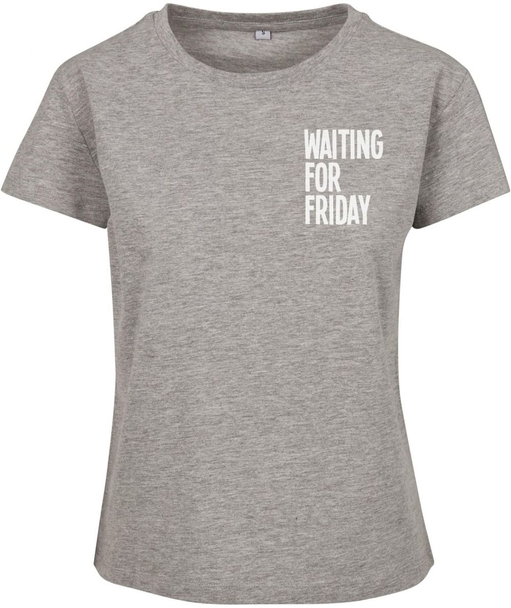 Mister Tee Tričko 'Waiting For Friday'  sivá / biela