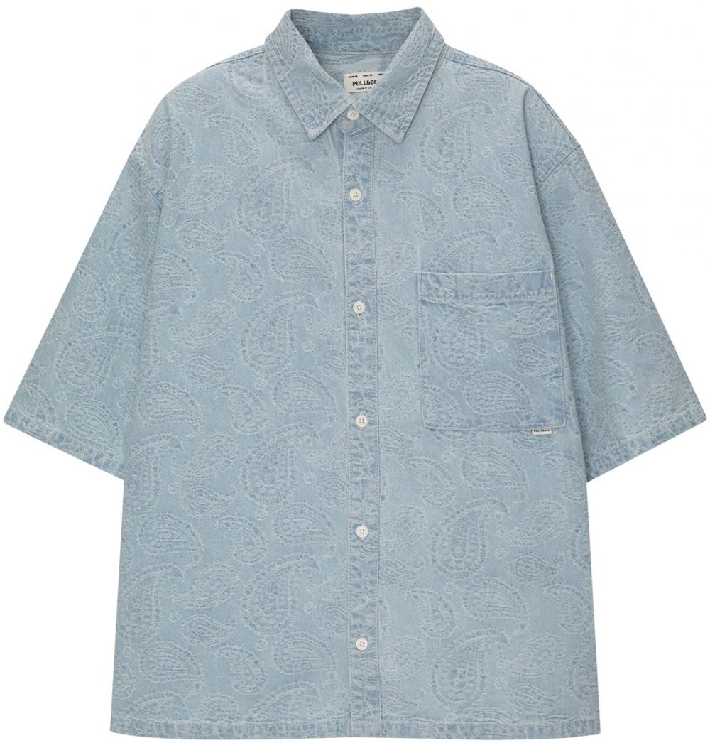 Pull&Bear Košeľa  modrá / modrá denim