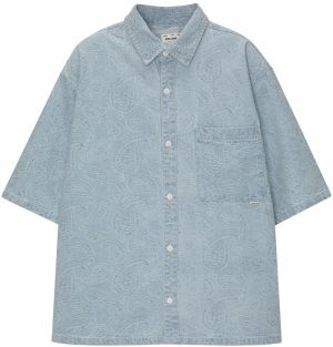 Pull&Bear Košeľa  modrá / modrá denim