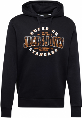 JACK & JONES Mikina  oranžová / čierna / biela