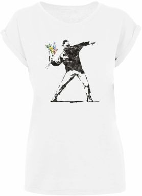 Merchcode Tričko 'Flower Bomb'  čierna / biela