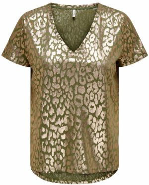 ONLY Tričko  zlatá / zelená