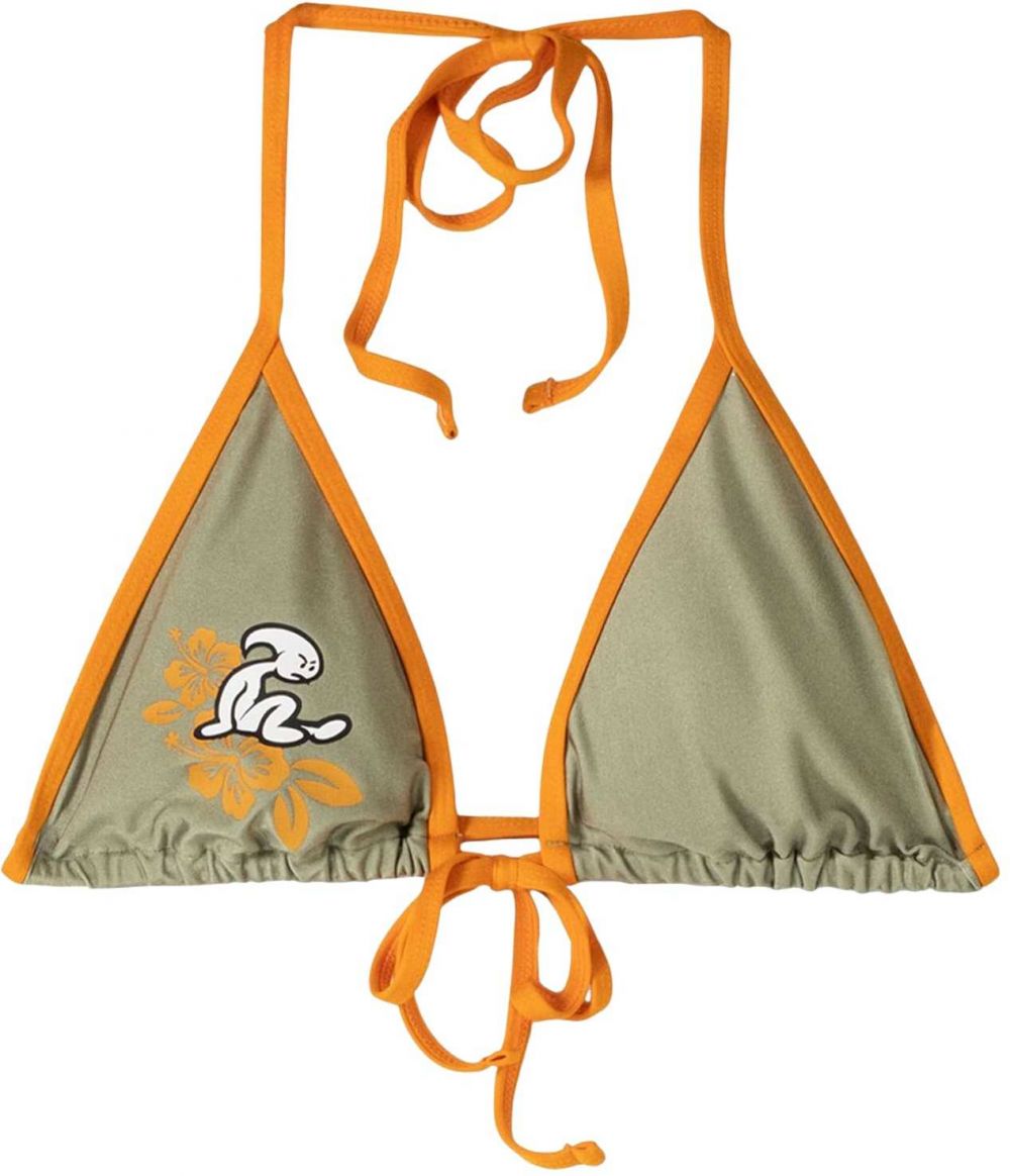 Bershka Bikinový top  zelená / tmavooranžová / čierna / biela