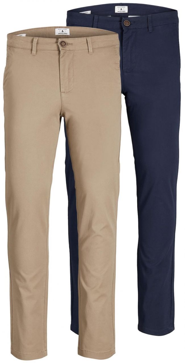 JACK & JONES Chino nohavice 'Macro Dave'  béžová / tmavomodrá