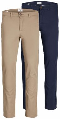 JACK & JONES Chino nohavice 'Macro Dave'  béžová / tmavomodrá