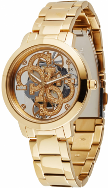 GUESS Analógové hodinky 'Quattro Clear'  zlatá