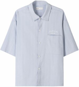 Bershka Košeľa  pastelovo modrá / biela