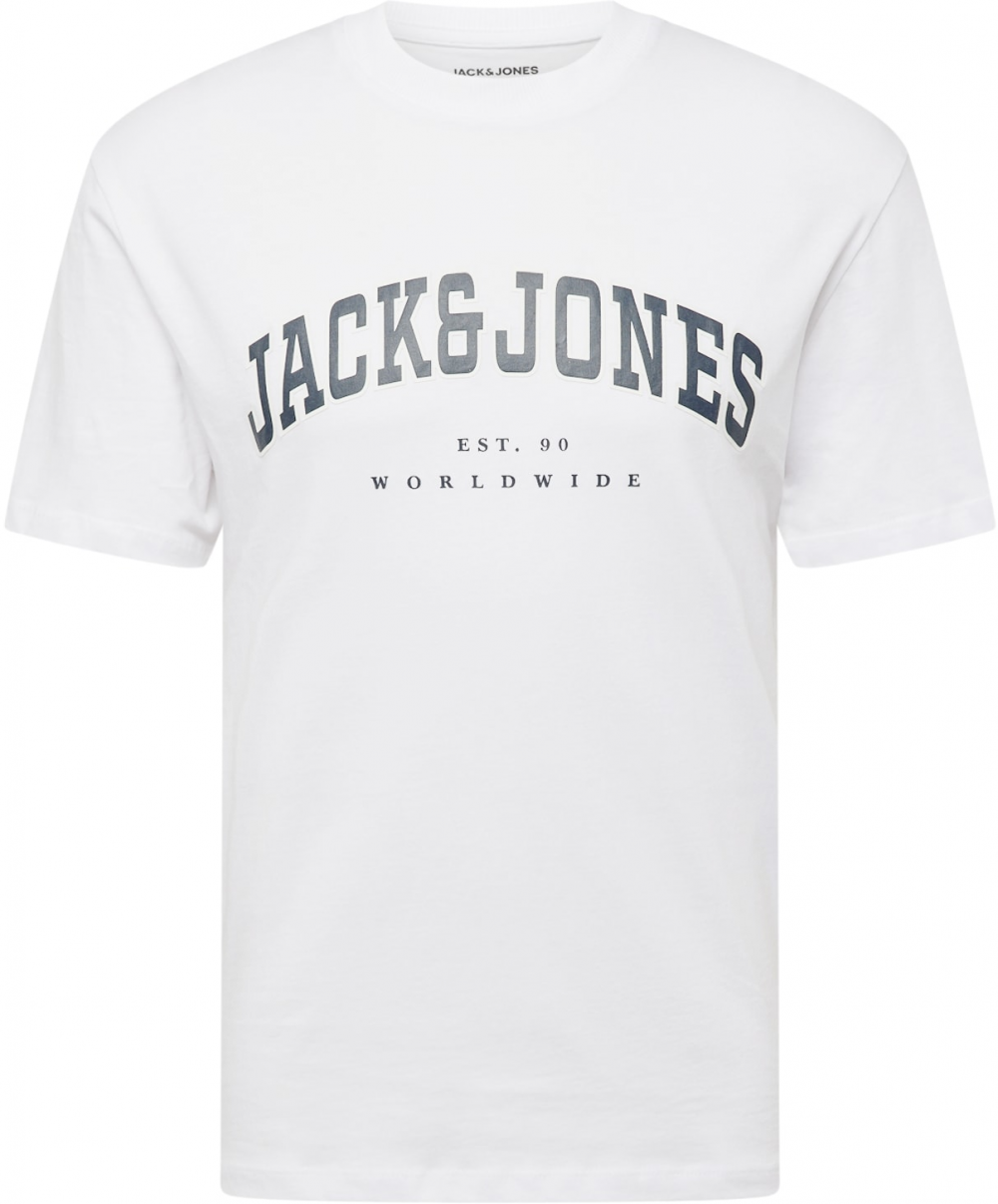 JACK & JONES Tričko 'JJECaleb'  čierna / biela