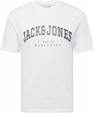 JACK & JONES Tričko 'JJECaleb'  čierna / biela