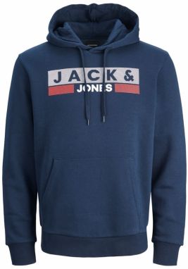 Jack & Jones Plus Mikina 'JJECorp'  modrá / sivá / červená / biela