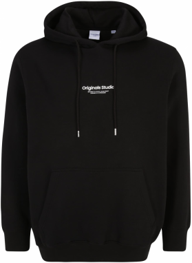 Jack & Jones Plus Mikina 'JORVesterbro'  čierna / biela