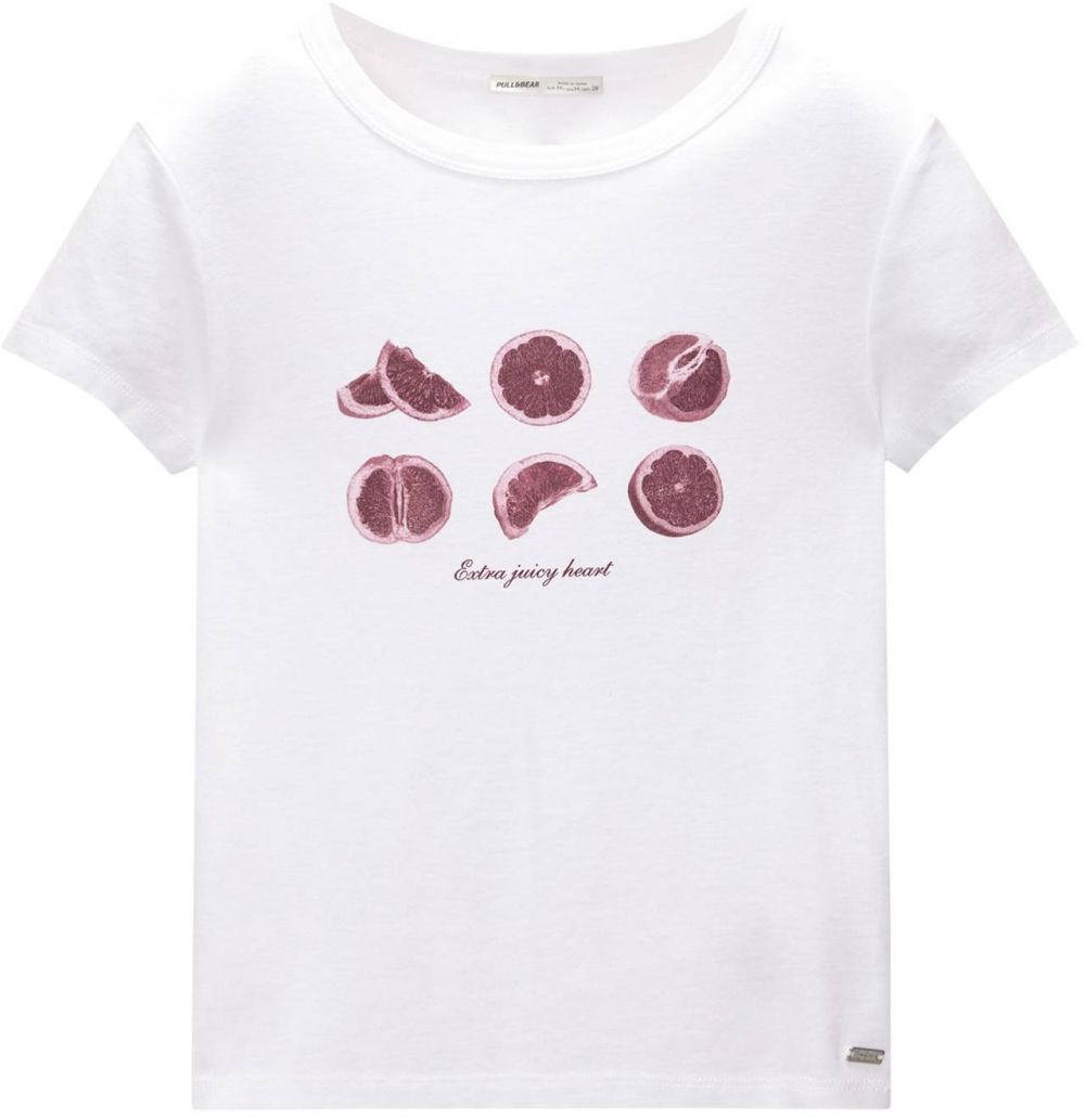 Pull&Bear Tričko  slivková / biela
