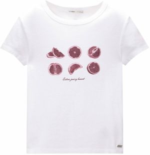 Pull&Bear Tričko  slivková / biela