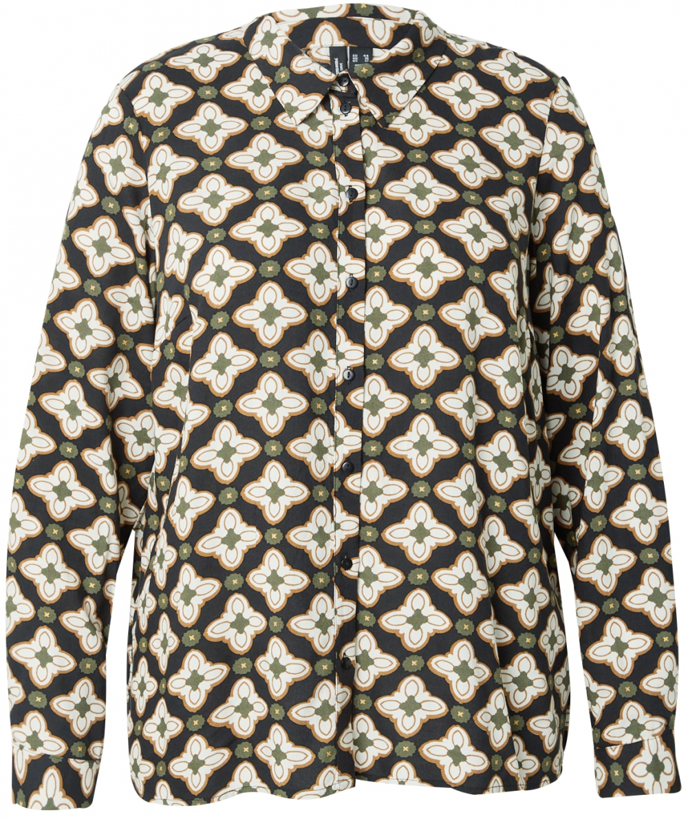 Vero Moda Curve Blúzka 'VMCNORA'  karamelová / olivová / čierna / biela