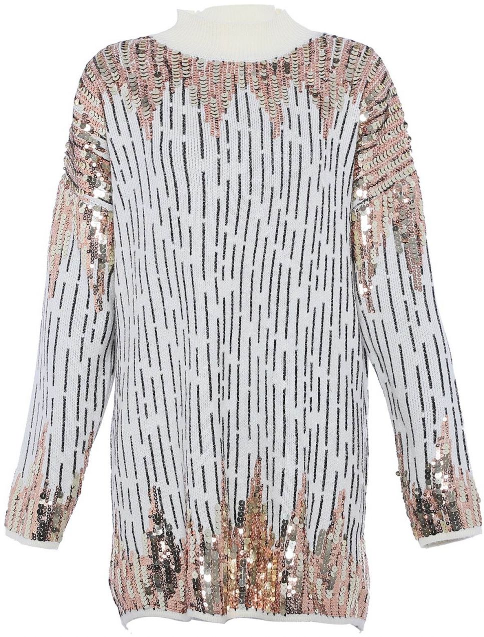 faina Sveter  zlatá / staroružová / čierna / biela ako vlna