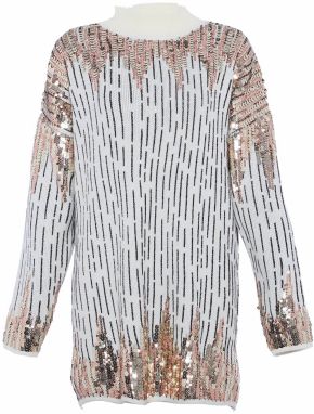 faina Sveter  zlatá / staroružová / čierna / biela ako vlna