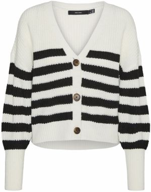 VERO MODA Kardigán 'VMLEA'  čierna / biela