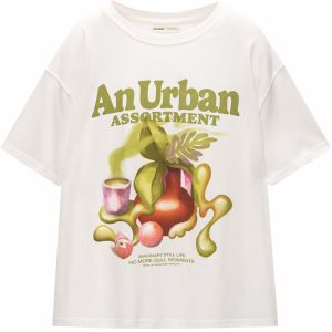 Pull&Bear Tričko  olivová / orgovánová / karmínovo červená / biela