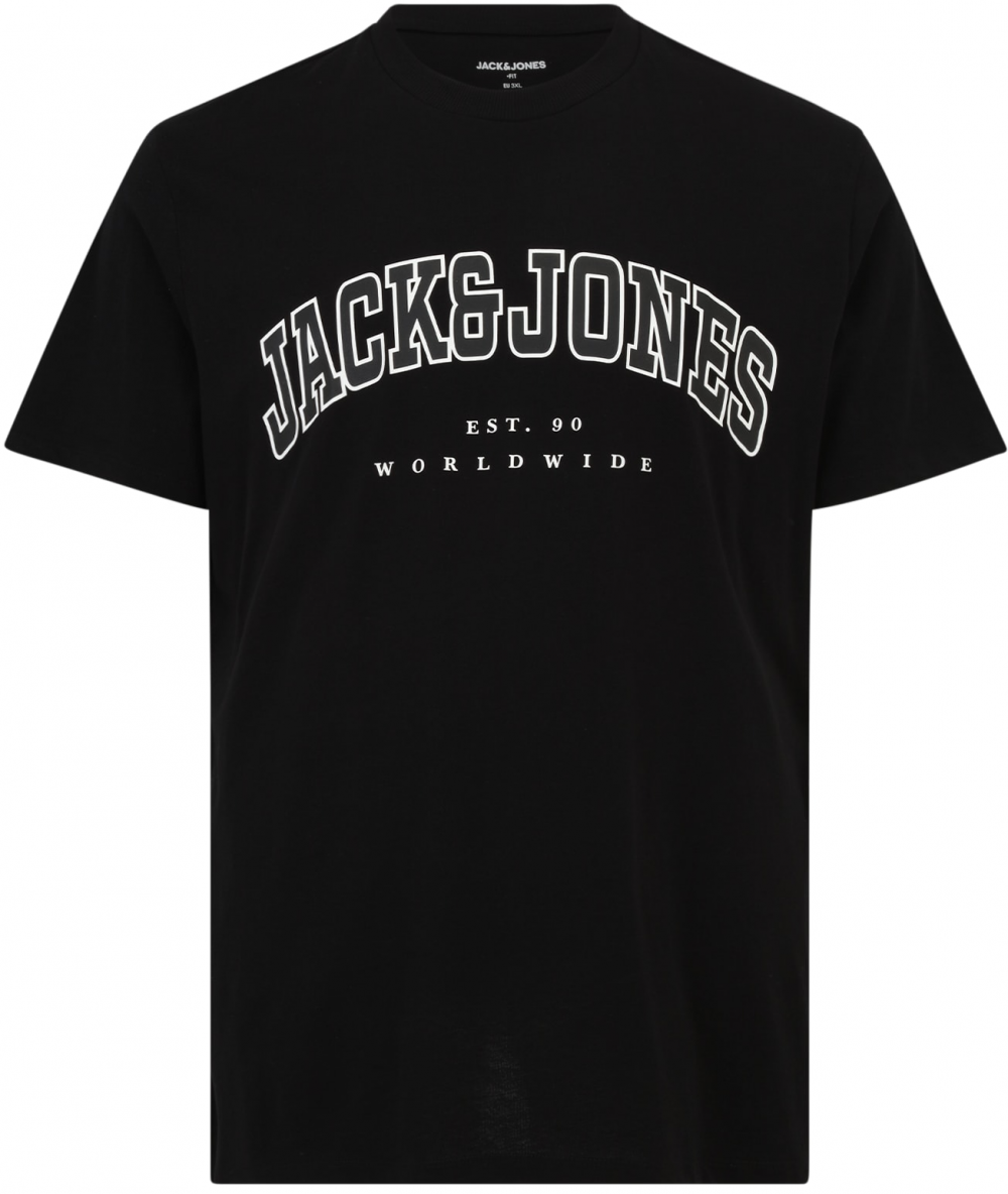 Jack & Jones Plus Tričko 'JJECALEB'  antracitová / čierna / biela