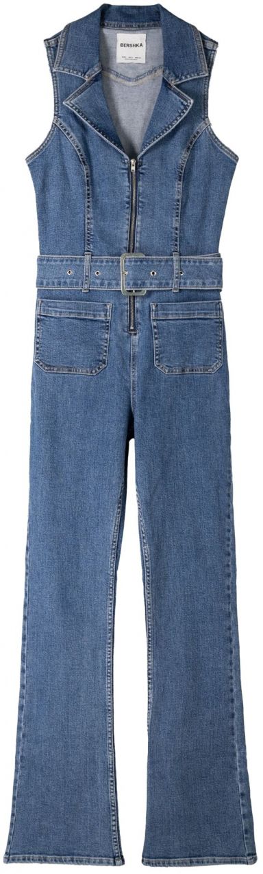 Bershka Overal  modrá denim