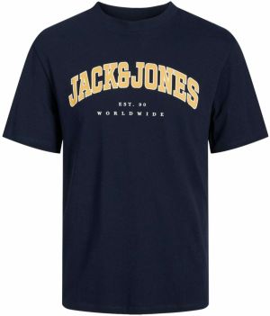 JACK & JONES Tričko 'JJCaleb'  námornícka modrá / šafránová / biela