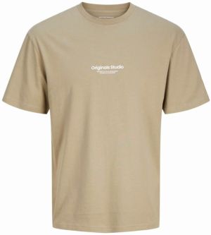 JACK & JONES Tričko 'JJVesterbro'  béžová / biela