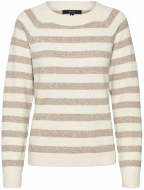 VERO MODA Sveter 'Doffy'  nebielená / hnedá