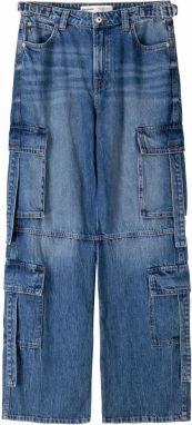 Bershka Rifľové kapsáče  modrá denim