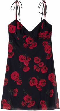 Bershka Letné šaty  jedľová / červená / čierna