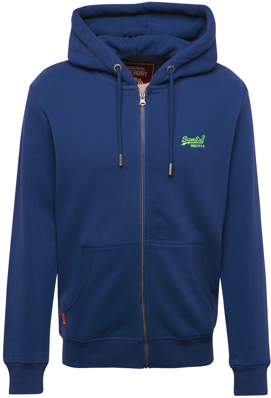 Superdry Tepláková bunda 'Essential'  tmavomodrá / svetlozelená