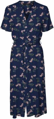 VERO MODA Košeľové šaty 'VMVica'  námornícka modrá / tmavozelená / ružová