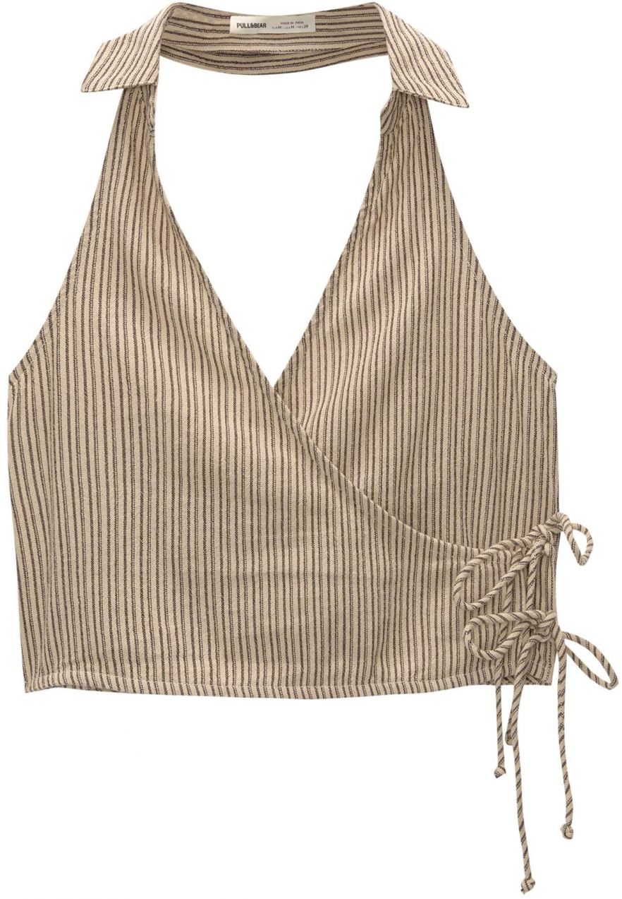 Pull&Bear Top  béžová / čokoládová