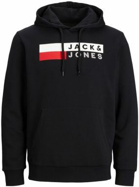 Jack & Jones Plus Mikina 'JJEcorp'  červená / čierna / biela