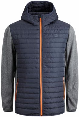 Jack & Jones Plus Prechodná bunda 'JJEMulti'  námornícka modrá / sivá melírovaná / oranžová
