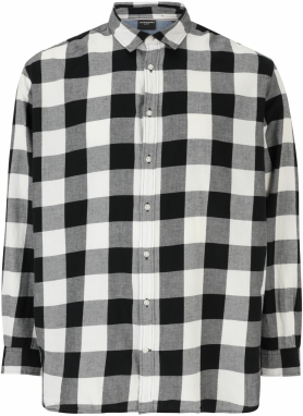Jack & Jones Plus Košeľa 'JJGingham'  sivá / čierna / biela