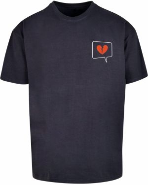 Merchcode Tričko 'Heartbreak X'  námornícka modrá / červená / biela