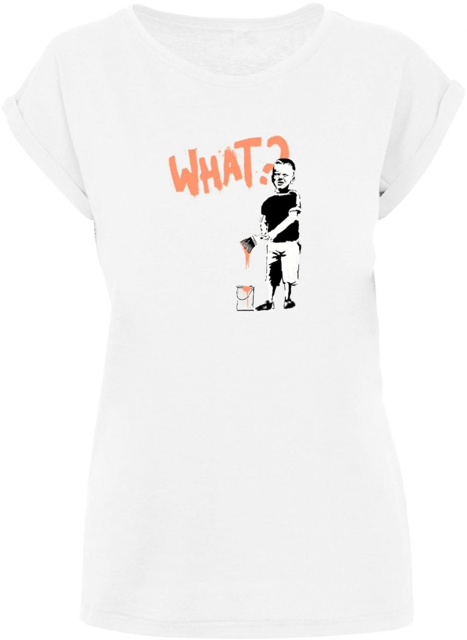 Merchcode Tričko 'What'  oranžová / čierna / biela