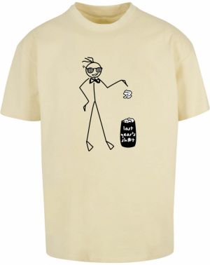 Merchcode Tričko 'Last Year'  pastelovo žltá / čierna